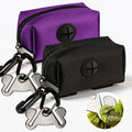 Dog Waste Bag Dispenser Pet Poop Bags Holder for Doggie Waste Bags Dispensers Soft Fabric Zipper Small Doggy Puppy Pouch for Leash Accessory Attachment with Carrier,2Pcs Purple&Black